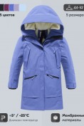 Оптом Парка зимняя женская с капюшоном василькового цвета 9538-1Vs, фото 3
