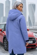Оптом Парка зимняя женская с капюшоном василькового цвета 9538-1Vs, фото 2