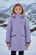 Оптом Парка зимняя подростковая для девочки с капюшоном сиреневого цвета 9538Sn