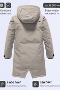 Оптом Парка зимняя подростковая для мальчика с капюшоном бежевого цвета 9539B, фото 4