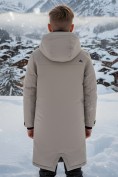Оптом Парка зимняя подростковая для мальчика с капюшоном бежевого цвета 9539B, фото 2