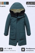 Оптом Парка зимняя подростковая для мальчика с капюшоном темно-зеленого цвета 9539TZ, фото 3