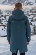 Оптом Парка зимняя подростковая для мальчика с капюшоном темно-зеленого цвета 9539TZ, фото 2