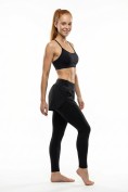 Оптом Легинсы женские с шортами 2 в 1 с высокой посадкой черного цвета 9555_1Ch, фото 7