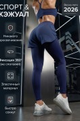 Оптом Легинсы женские с шортами 2 в 1 с высокой посадкой темно-синего цвета 9555_1TS, фото 8