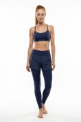Оптом Легинсы женские с шортами 2 в 1 с высокой посадкой темно-синего цвета 9555_1TS, фото 7