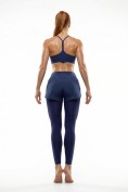 Оптом Легинсы женские с шортами 2 в 1 с высокой посадкой темно-синего цвета 9555_1TS, фото 8