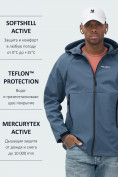 Оптом Ветровка спортивная мужская с капюшоном softshell синего цвета 9563S