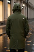 Оптом Парка спортивная мужская с капюшоном softshell цвета хаки 9565Kh, фото 2
