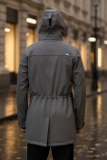 Оптом Парка спортивная мужская с капюшоном softshell серого цвета 9565Sr, фото 4