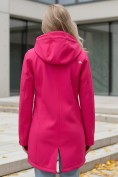 Оптом Парка спортивная женская с капюшоном softshell розового цвета 9568R, фото 4