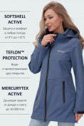 Оптом Парка спортивная женская с капюшоном softshell синего цвета 9568S