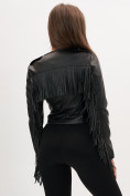Оптом Короткая кожаная куртка женская черного цвета 95Ch в Екатеринбурге, фото 6