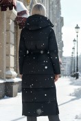Оптом Пальто утепленное стеганное зимнее с капюшоном женское черного цвета 9605Ch, фото 3