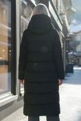 Оптом Пальто утепленное стеганное зимнее с капюшоном женское черного цвета 9606Ch, фото 4