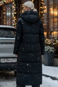 Оптом Пальто утепленное стеганное зимнее с капюшоном женское черного цвета 9611Ch, фото 4