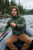 Оптом Ветровка мужская софтшелл виндстоппер с капюшоном спортивная цвета хаки 9611_1Kh, фото 6