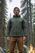 Оптом Ветровка мужская софтшелл виндстоппер с капюшоном спортивная цвета хаки 9611_1Kh, фото 5