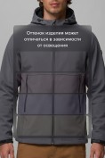 Оптом Ветровка мужская софтшелл виндстоппер с капюшоном спортивная темно-серого цвета 9611_1TC, фото 7