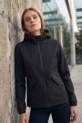 Оптом Ветровка женская софтшелл виндстоппер с капюшоном спортивная черного цвета 9612_1Ch, фото 8