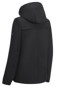 Оптом Ветровка женская софтшелл виндстоппер с капюшоном спортивная черного цвета 9612_1Ch, фото 6