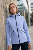 Оптом Ветровка женская софтшелл виндстоппер с капюшоном спортивная голубого цвета 9612_1Gl, фото 8