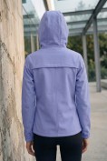 Оптом Ветровка женская софтшелл виндстоппер с капюшоном спортивная голубого цвета 9612_1Gl, фото 9