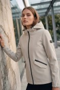 Оптом Ветровка женская софтшелл виндстоппер с капюшоном спортивная серого цвета 9612_1Sr, фото 2
