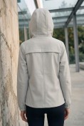 Оптом Ветровка женская софтшелл виндстоппер с капюшоном спортивная серого цвета 9612_1Sr, фото 3