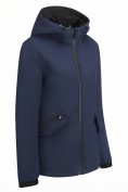 Оптом Ветровка женская софтшелл виндстоппер с капюшоном спортивная темно-синего цвета 9612_1TS, фото 5