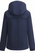 Оптом Ветровка женская софтшелл виндстоппер с капюшоном спортивная темно-синего цвета 9612_1TS, фото 7