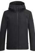 Оптом Ветровка мужская софтшелл виндстоппер с капюшоном спортивная черного цвета 9613_1Ch
