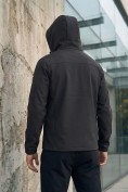 Оптом Ветровка мужская софтшелл виндстоппер с капюшоном спортивная черного цвета 9613_1Ch, фото 2