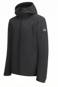 Оптом Ветровка мужская софтшелл виндстоппер с капюшоном спортивная черного цвета 9613_1Ch, фото 2