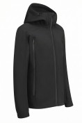 Оптом Ветровка мужская софтшелл виндстоппер с капюшоном спортивная черного цвета 9613_1Ch, фото 3