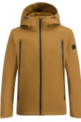 Оптом Ветровка мужская софтшелл виндстоппер с капюшоном спортивная горчичного цвета 9613_1G