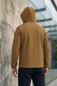 Оптом Ветровка мужская софтшелл виндстоппер с капюшоном спортивная горчичного цвета 9613_1G, фото 2