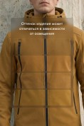 Оптом Ветровка мужская софтшелл виндстоппер с капюшоном спортивная горчичного цвета 9613_1G, фото 11
