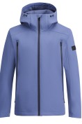 Оптом Ветровка мужская софтшелл виндстоппер с капюшоном спортивная синего цвета 9613_1S