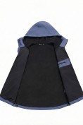 Оптом Ветровка мужская софтшелл виндстоппер с капюшоном спортивная синего цвета 9613_1S, фото 17