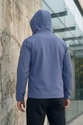 Оптом Ветровка мужская софтшелл виндстоппер с капюшоном спортивная синего цвета 9613_1S, фото 2