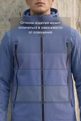 Оптом Ветровка мужская софтшелл виндстоппер с капюшоном спортивная синего цвета 9613_1S, фото 11