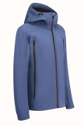 Оптом Ветровка мужская софтшелл виндстоппер с капюшоном спортивная синего цвета 9613_1S, фото 3