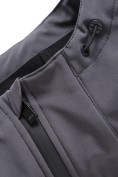 Оптом Ветровка мужская софтшелл виндстоппер с капюшоном спортивная темно-серого цвета 9613_1TC, фото 13