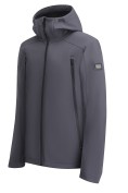 Оптом Ветровка мужская софтшелл виндстоппер с капюшоном спортивная темно-серого цвета 9613_1TC, фото 2