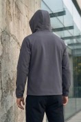 Оптом Ветровка мужская софтшелл виндстоппер с капюшоном спортивная темно-серого цвета 9613_1TC, фото 9