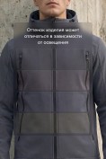 Оптом Ветровка мужская софтшелл виндстоппер с капюшоном спортивная темно-серого цвета 9613_1TC, фото 11
