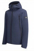 Оптом Ветровка мужская софтшелл виндстоппер с капюшоном спортивная темно-синего цвета 9613_1TS, фото 2