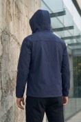 Оптом Ветровка мужская софтшелл виндстоппер с капюшоном спортивная темно-синего цвета 9613_1TS, фото 3
