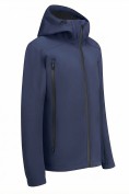 Оптом Ветровка мужская софтшелл виндстоппер с капюшоном спортивная темно-синего цвета 9613_1TS, фото 3